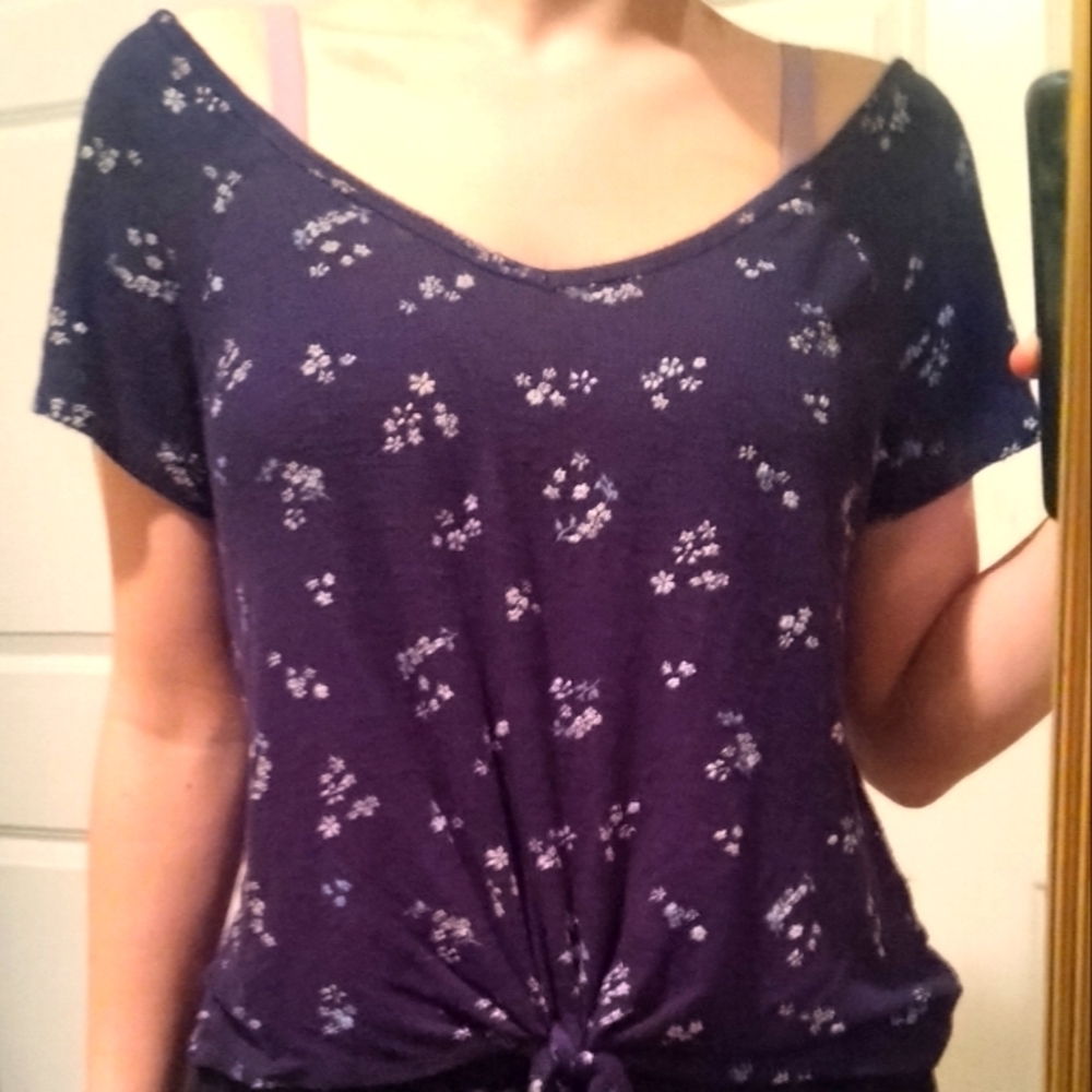 Beautiful blue/purple off the shoulder t-shirt